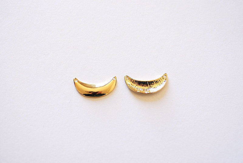 Shiny Gold Crescent Moon Connector- Vermeil Gold 22k gold over 925 Sterling Silver Half Moon Charm, Moon Connector, Gold Moon Charm, 330 - HarperCrown