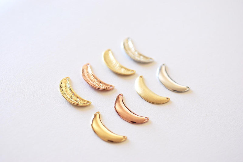 Shiny Gold Crescent Moon Connector- Vermeil Gold 22k gold over 925 Sterling Silver Half Moon Charm, Moon Connector, Gold Moon Charm, 330 - HarperCrown