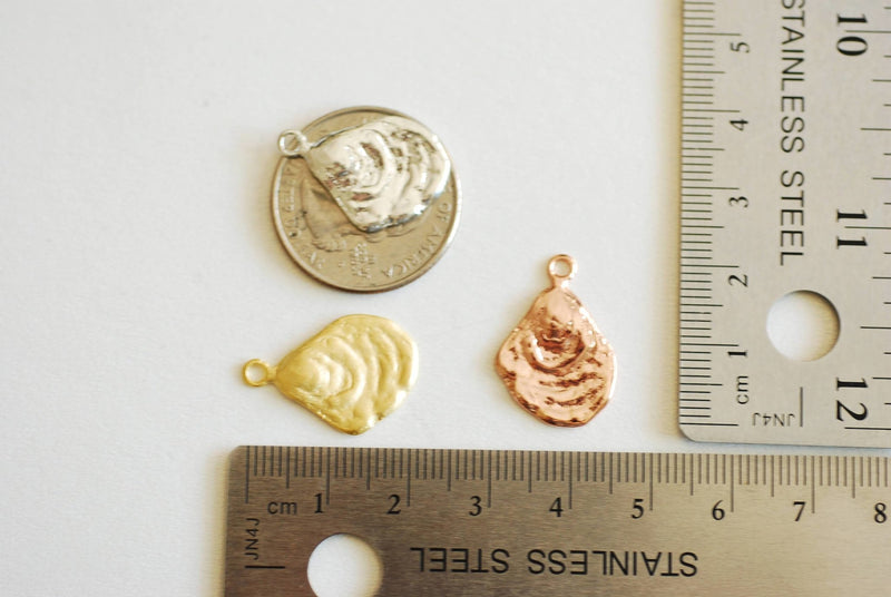 Shiny Gold Oyster Charm, Gold Seashell Charm, Shell Charm, Oyster Charm, Beach Charm, Clam Shell, Shell Charm, Mussel Shell, Ocean, 373 - HarperCrown