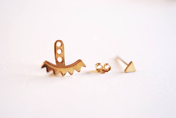 Shiny Gold Triangle Ear Jacket, Spike Ear Jacket, Geometric Earrings, Ear Jacket, Earring Cuff, Triangle Studs, Minimal Earrings, Sunshine - HarperCrown