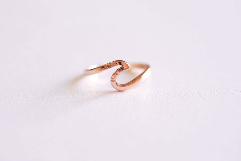 Shiny Pink Rose Adjustable Wave Ring- nalu ring, ocean ring, tidal wave ring, beach jewelry, ocean jewelry, nautical surf ring, nami wave - HarperCrown