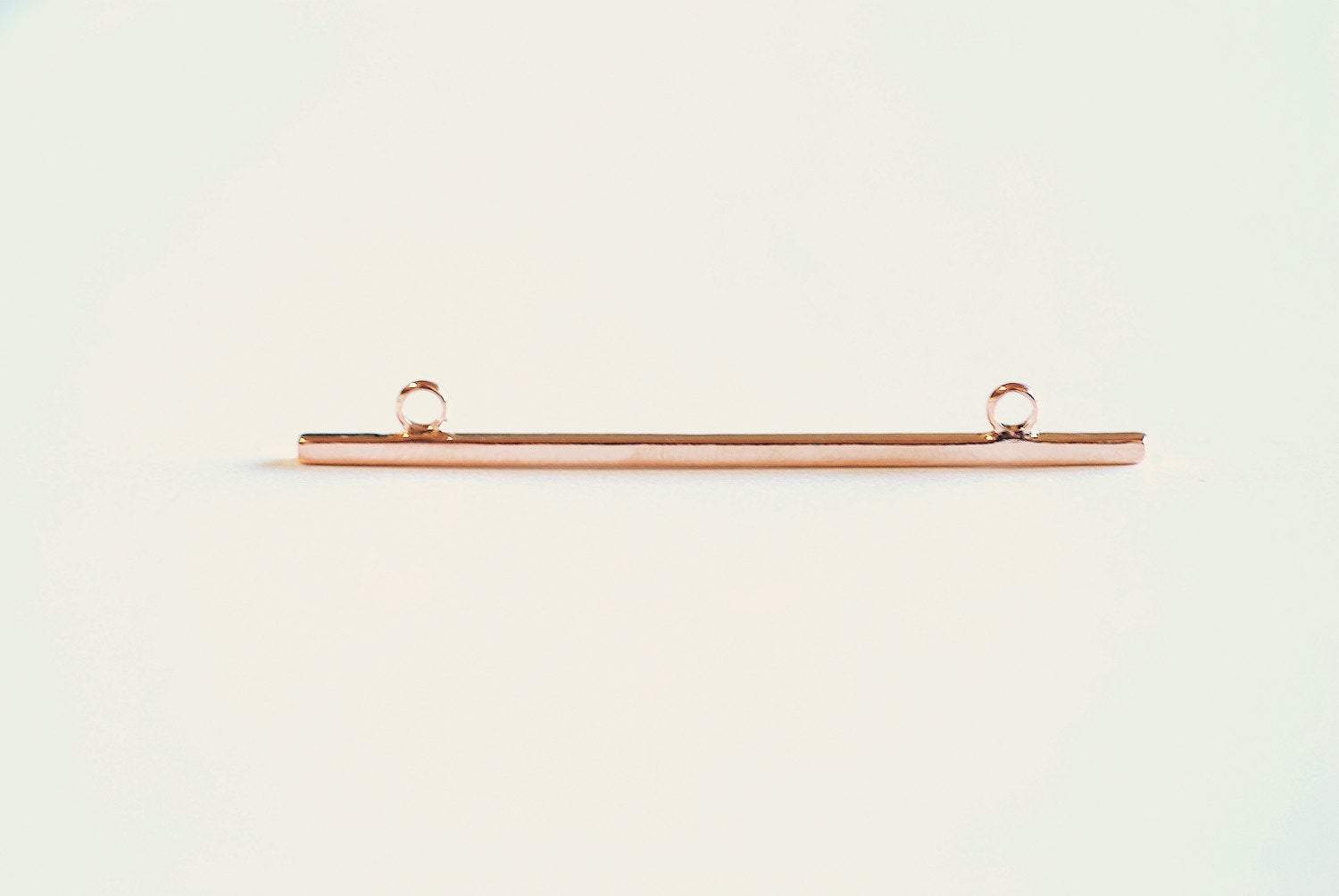 Shiny Pink Rose Gold Long Bar Connector Charm- 22k Gold Plated Sterling Silver, Vermeil Rose Gold Square Bar Connector, Skinny Thin Bar, 315 - HarperCrown