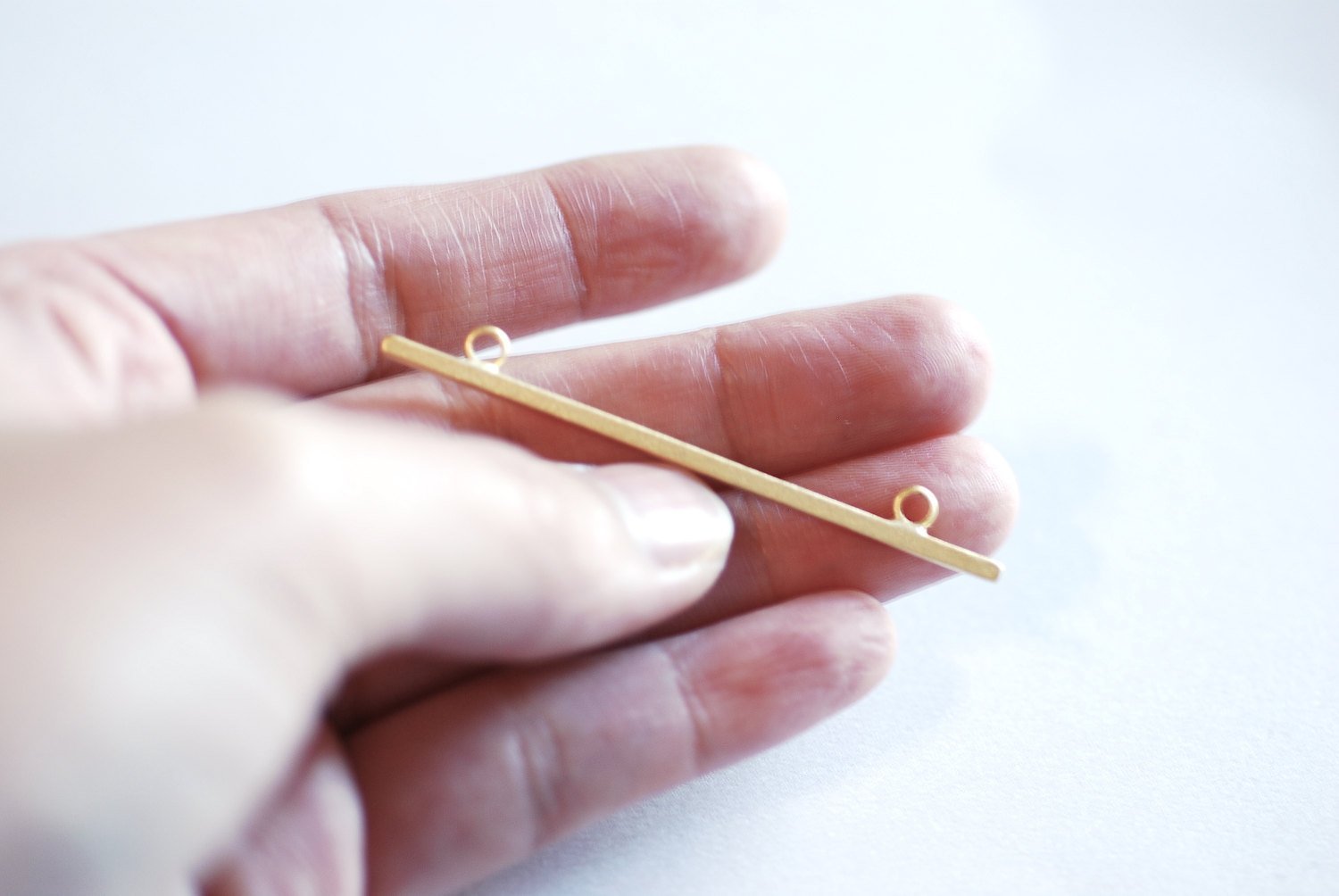 Shiny Pink Rose Gold Long Bar Connector Charm- 22k Gold Plated Sterling Silver, Vermeil Rose Gold Square Bar Connector, Skinny Thin Bar, 315 - HarperCrown