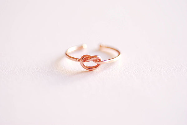 Shiny Pink Rose Gold Love Knot Ring- Love Knot adjustable ring, Thin Love knot ring, bridesmaid Gift, Infinity Ring, Eternity Ring,Midi Ring - HarperCrown