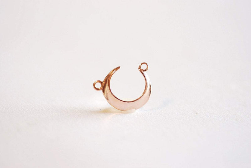 Shiny Pink Rose Gold Vermeil Crescent Moon Connector- 22k rose gold plated Sterling Silver,Moon Charm Pendant,Moon Connector Link Spacer,323 - HarperCrown