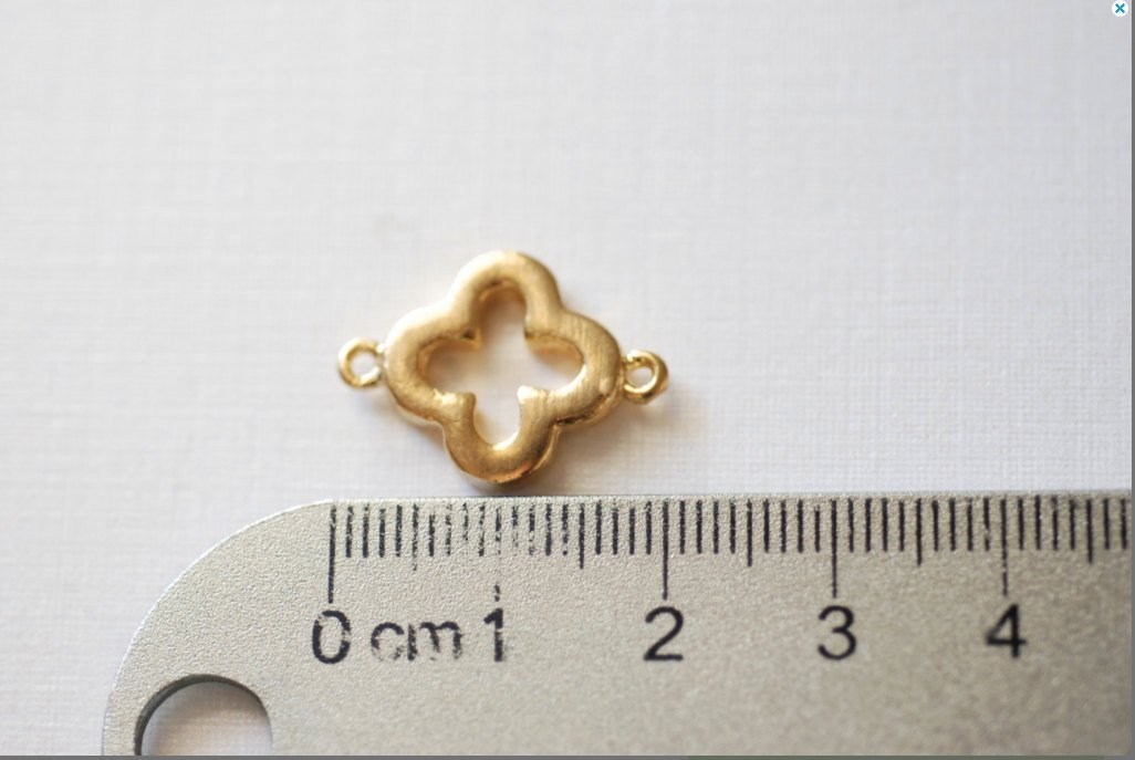 Shiny Pink Rose Gold Vermeil Quatrefoil Connector Charm, Rose Gold Clover Connector, gold four leaf quatrefoil clover connector link, 75 - HarperCrown
