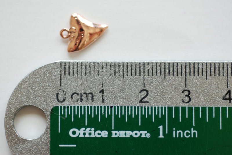 Shiny Pink Rose Gold Vermeil Shark Tooth Charm- Small Vermeil Shark Tooth, , 18k gold over Sterling Silver Shark Tooth, Fish Tooth, 73 - HarperCrown
