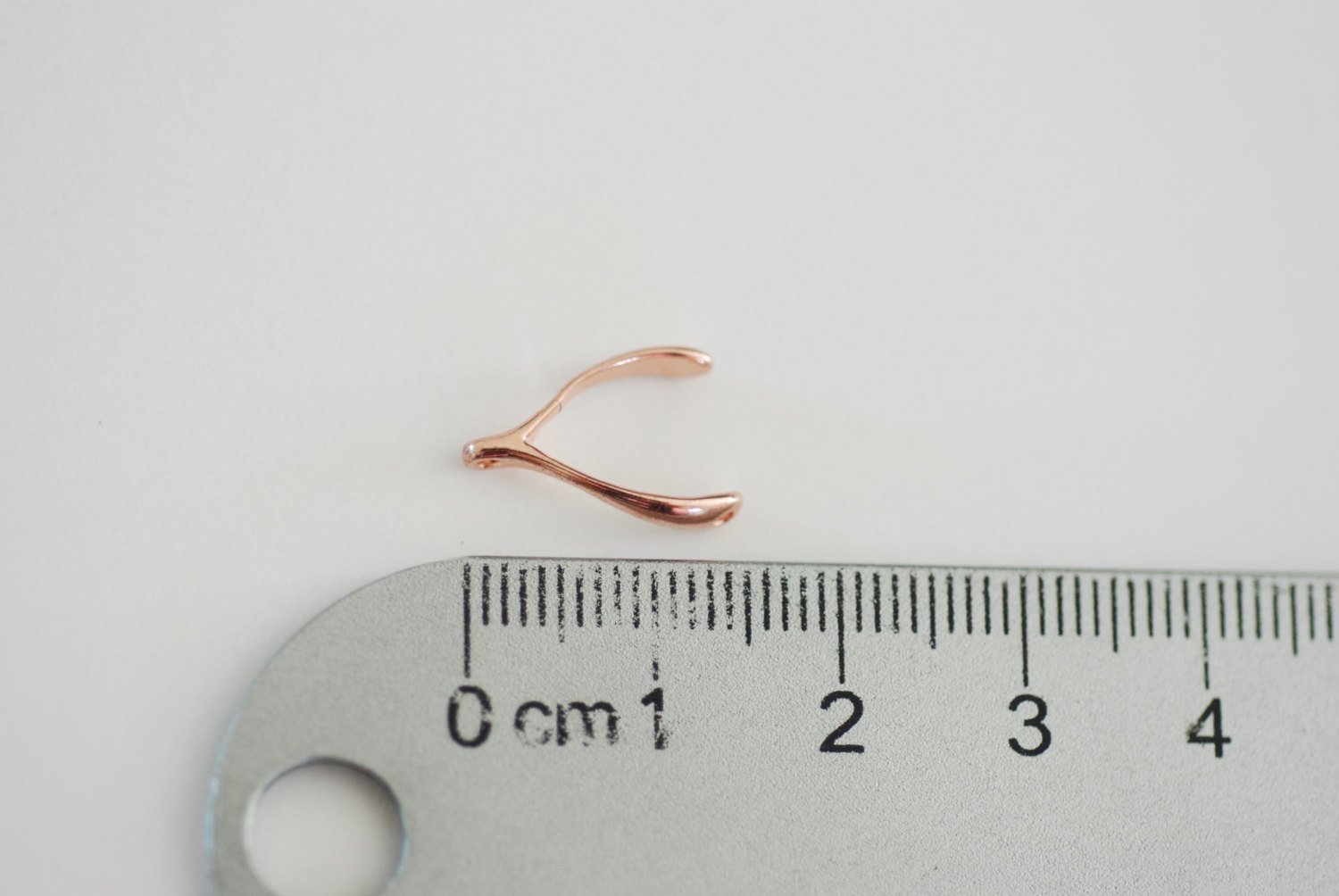 Shiny Pink Rose Gold Vermeil Wishbone Connector Charm- 18k gold over Sterling Silver Wishbone Connector Link Spacer, 2 holes wishbone, 13 - HarperCrown