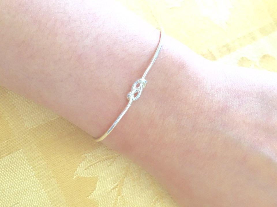 Shiny Pink Rose Vermeil Gold Love Knot Bracelet-18k gold plated Sterling Silver Knot Cuff Bracelet, Adjustable Bracelet, Bow Bracelet, 263 - HarperCrown