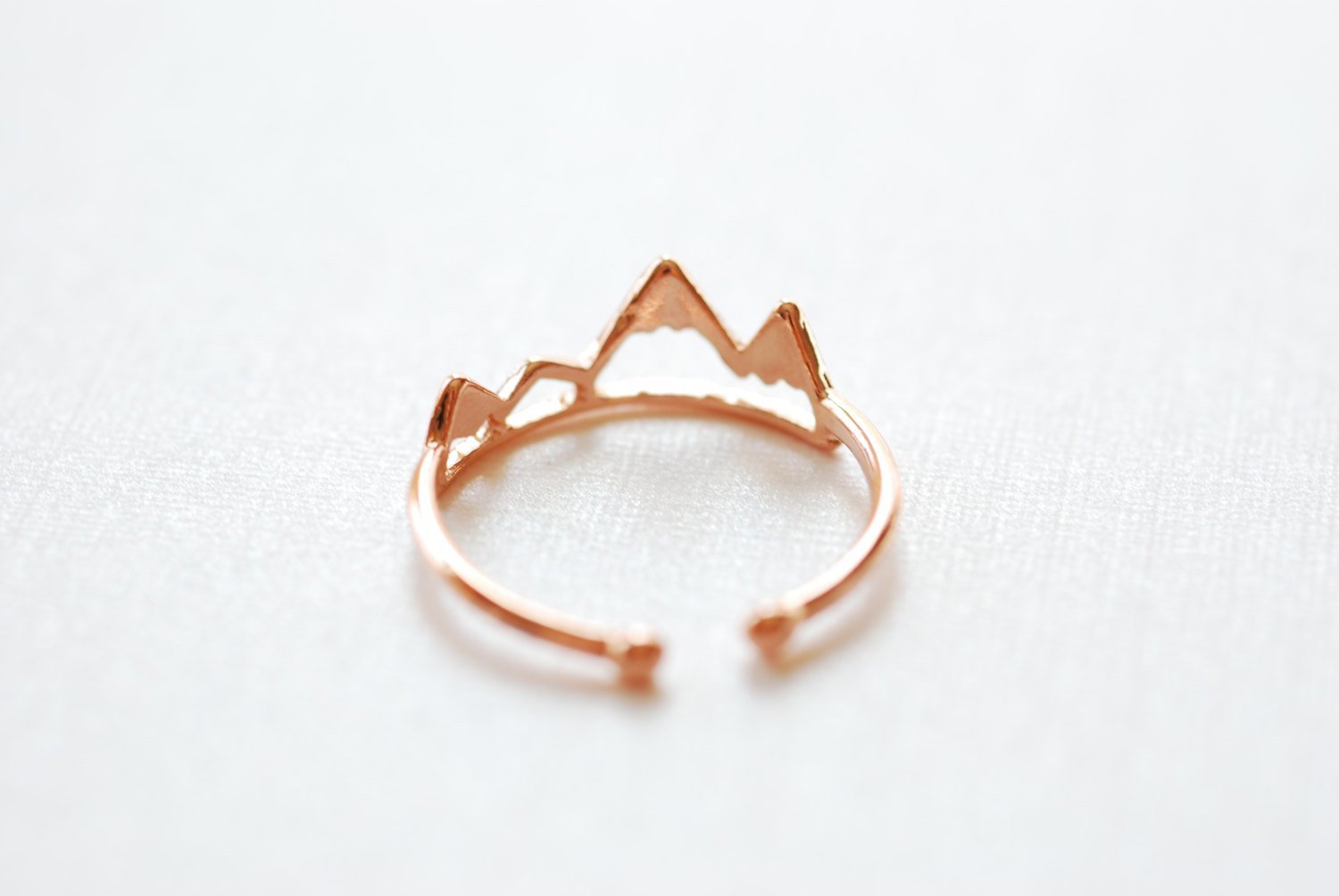 Shiny Pink Rose Vermeil Gold Mountain Adjustable Ring- 18k gold plated over Sterling Silver Adjustable Ring, Mountain Peak Range Ring, 262 - HarperCrown