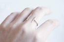Shiny Rose Gold Parallel Bar Ring- 925 Bar Adjustable Ring, Stacking Ring, Midi Ring, Line Ring, Minimalist Ring, Cuff Ring, Two Bar Ring - HarperCrown