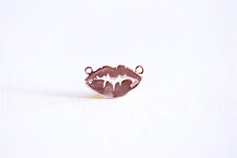 Shiny Rose Gold Vermeil Lips Connector Charm- 18k gold over sterling silver Lip Charm Spacer, xoxo lip mark charm, Kiss Mark charm, 289 - HarperCrown