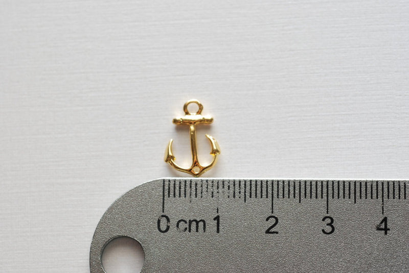 Shiny Vermeil Gold Anchor Connector - 18k gold plated over sterling silver, Gold Anchor Link Spacer Connector, Nautical Anchor Charm, 101 - HarperCrown