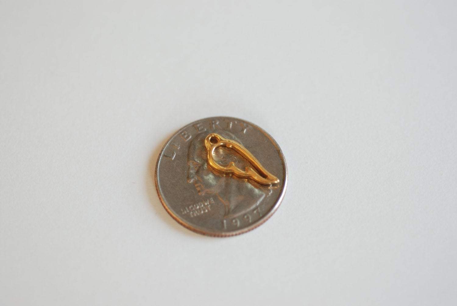 Shiny Vermeil Gold Angel Wing Charm- 18k gold plated over sterling silver, Tiny Angel Wing Charm, Gold Angel Wing, Bird Wing Charm - HarperCrown