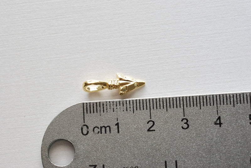 Shiny Vermeil Gold Arrow charm- 18k gold over 925 sterling silver Arrow charm, Gold arrow, arrow, arrowhead, arrow charm, vermeil arrow, 89 - HarperCrown