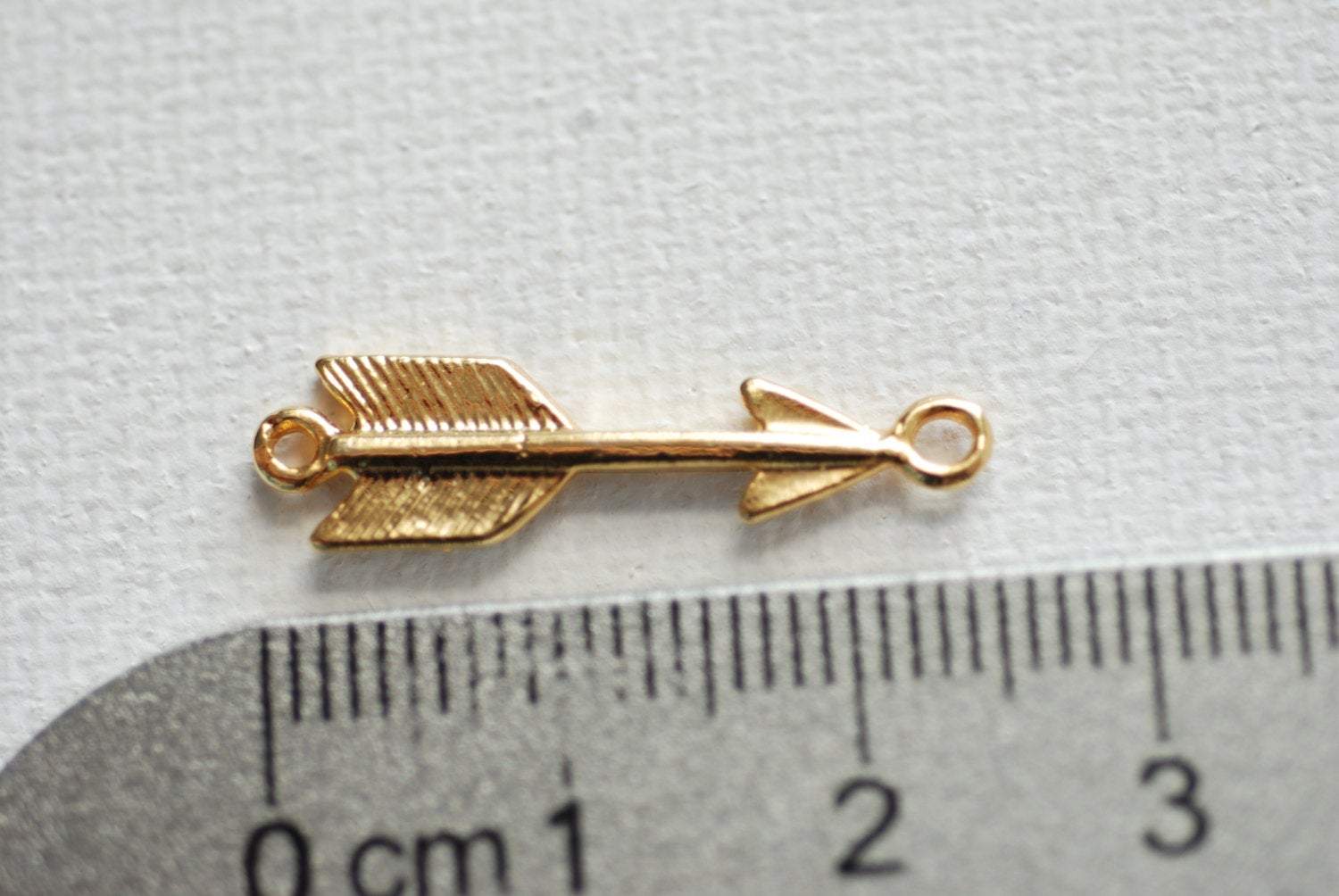 Shiny Vermeil Gold Arrow Connector Charm- 18k gold plated over Sterling Silver Arrow Charm, Gold Arrow Connector Link Spacer, Arrowhead - HarperCrown