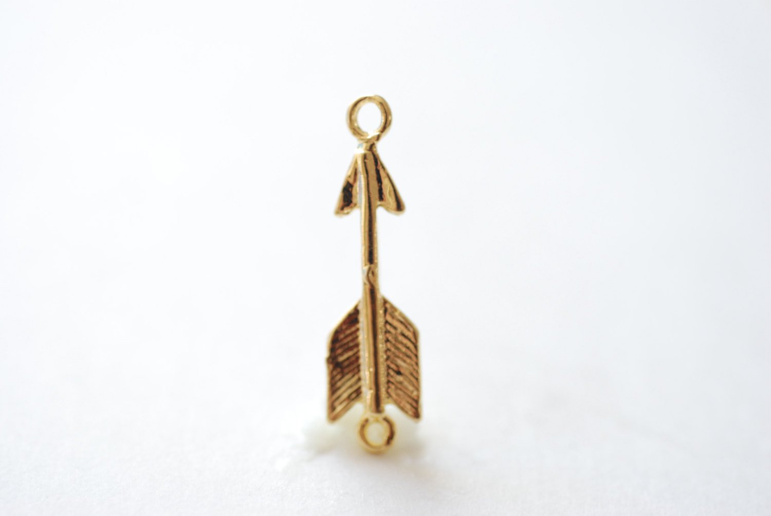 Shiny Vermeil Gold Arrow Connector Charm- 18k gold plated over Sterling Silver Arrow Charm, Gold Arrow Connector Link Spacer, Arrowhead - HarperCrown