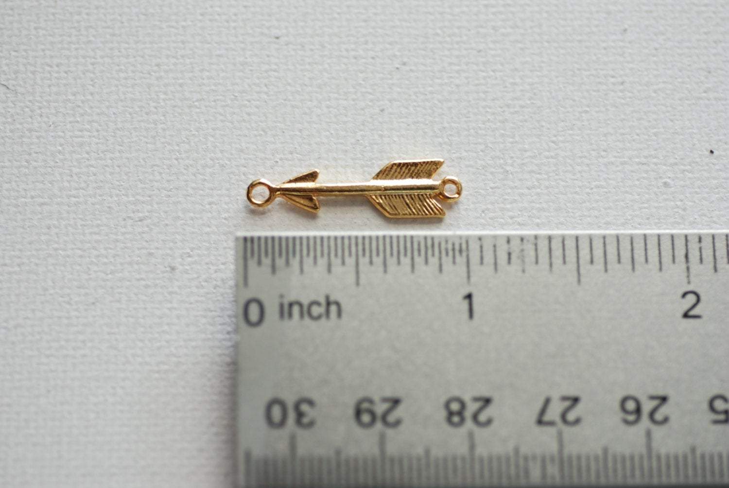 Shiny Vermeil Gold Arrow Connector Charm- 18k gold plated over Sterling Silver Arrow Charm, Gold Arrow Connector Link Spacer, Arrowhead - HarperCrown