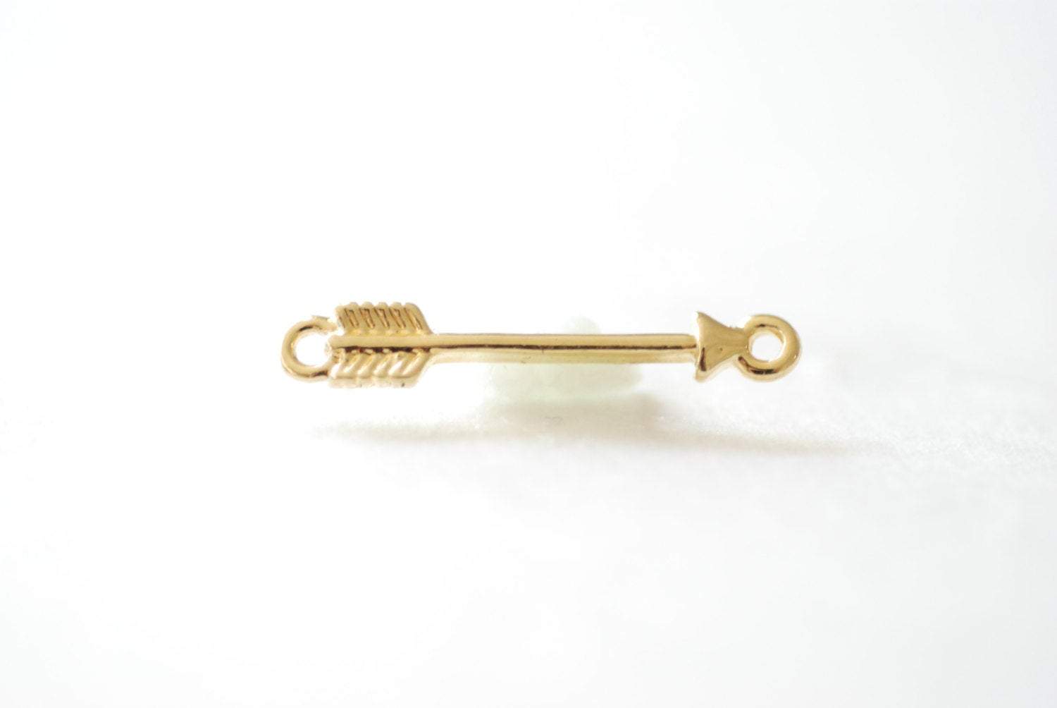 Shiny Vermeil Gold Arrow Connector Charm- 18k gold plated over Sterling Silver Arrow, Gold Arrowhead Charm, Gold Arrow Tip Charm Pendant - HarperCrown