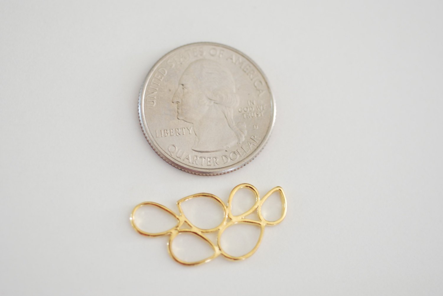 Shiny Vermeil Gold Bubble Tear Drop Connector - 18k gold plated over sterling silver bubble connector link spacer, Vermeil Gold Tear drop - HarperCrown