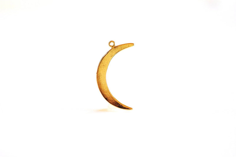 Shiny Vermeil Gold Crescent Moon Charm- 18k gold plated over Sterling Silver, Gold Half moon charm pendant, Gold Tusk, Gold Moon Charm, 276 - HarperCrown