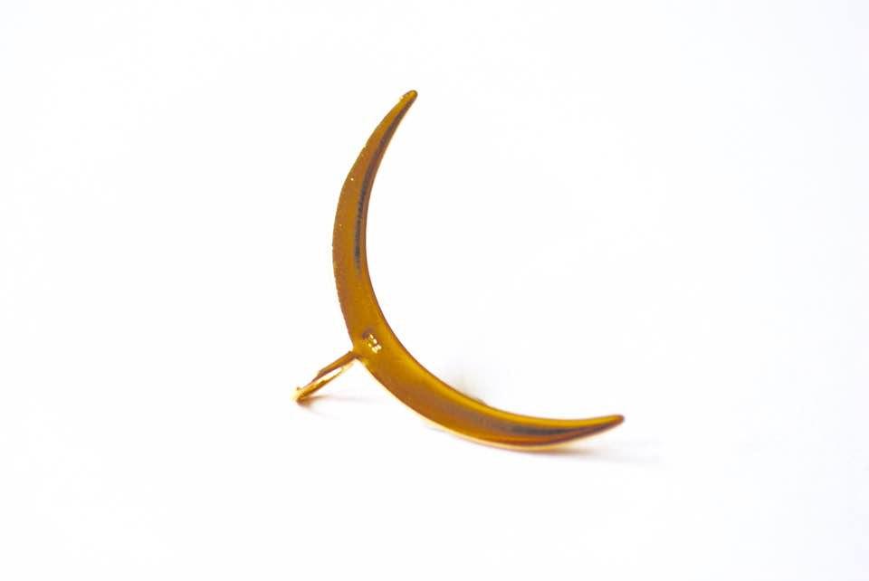 Shiny Vermeil Gold Crescent Moon Charm Pendant, 18k gold plated Sterling Silver, Half Moon Charm, Gold Double Horn Pendant, Gold Tusk, 224 - HarperCrown