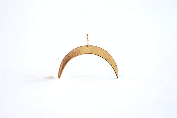 Shiny Vermeil Gold Crescent Moon Charm Pendant- 22k gold plated Moon Charm, Gold Half Moon Charm, Gold Double Horn Charm Pendant, 298 - HarperCrown