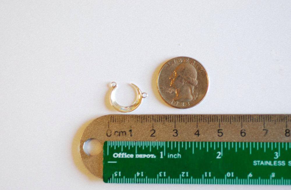 Shiny Vermeil Gold Crescent Moon Connector Charm- 22k gold plated Sterling Silver, Gold Moon Charm Pendant, Moon Connector Link Spacer, 323 - HarperCrown