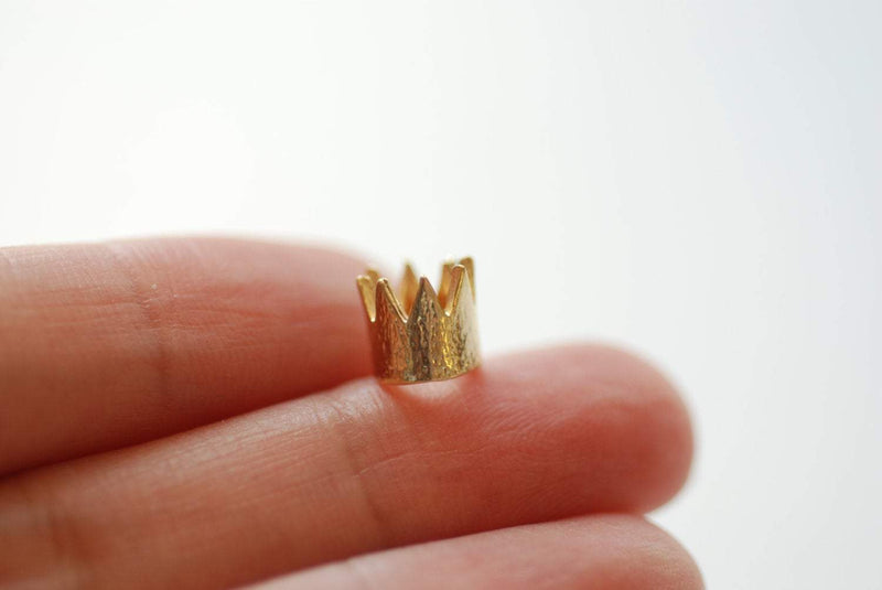 Shiny Vermeil Gold Crown Charm- 18k gold plated over sterling silver crown charm, Gold Crown Pendant Charm, Princess Crown Necklace - HarperCrown