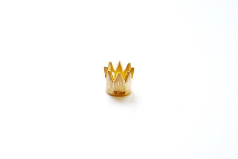Shiny Vermeil Gold Crown Charm- 18k gold plated over sterling silver crown charm, Gold Crown Pendant Charm, Princess Crown Necklace - HarperCrown