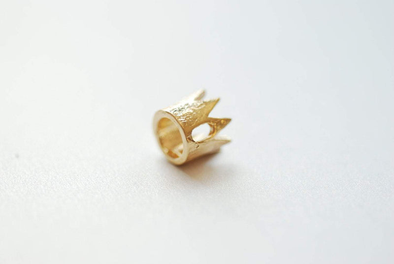 Shiny Vermeil Gold Crown Charm- 18k gold plated over sterling silver crown charm, Gold Crown Pendant Charm, Princess Crown Necklace - HarperCrown