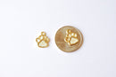 Shiny Vermeil Gold Dog Paw Foot Print Charm- 18k gold plated over sterling silver dog paw, gold doggy paw charm pendant, gold dog tag, 206 - HarperCrown