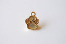 Shiny Vermeil Gold Dog Paw Foot Print Charm- 18k gold plated over sterling silver dog paw, gold doggy paw charm pendant, gold dog tag, 206 - HarperCrown