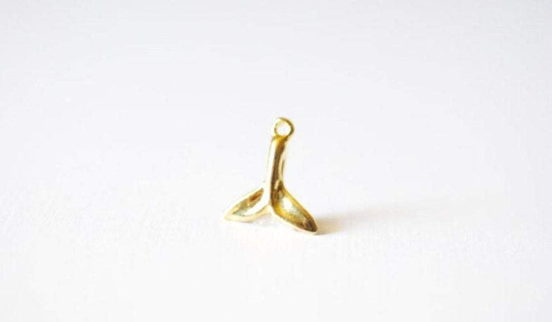Shiny Vermeil Gold Dolphin Fin Tail Charm - 18k gold plated over sterling silver, shiny gold Dolphin tail, gold whale tail, beach charms,106 - HarperCrown
