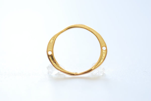 Shiny Vermeil Gold Eternity Circle Round Connector - 18k gold plated over sterling silver ring circle, vermeil gold oval connector, 33 - HarperCrown