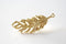 Shiny Vermeil Gold Fern Feather Leaf Charm - 18k gold plated over Sterling Silver, Gold Flower Leaf Charm, Gold Tree Branch Charm, Nature - HarperCrown