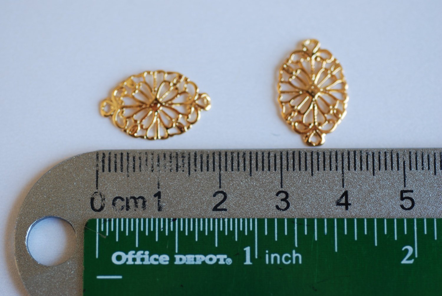 Shiny Vermeil Gold Filigree Flower Connector Charm- 18k gold plated over 925 Silver, vermeil oval round connector link spacer, 90 - HarperCrown