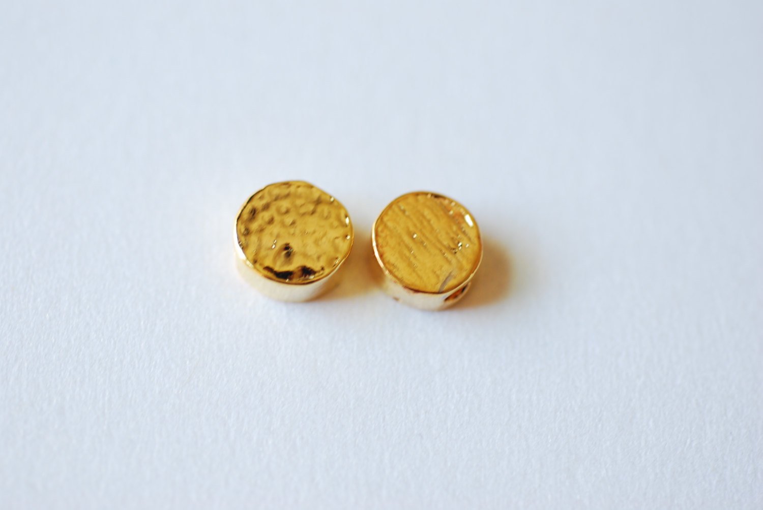 Shiny Vermeil Gold Flat Round Circle Beads- 18k gold plated over Sterling Silver Round beads, Gold Flat Round Circle Charm, 239 - HarperCrown