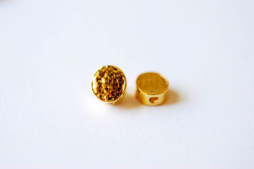 Shiny Vermeil Gold Flat Round Circle Beads- 18k gold plated over Sterling Silver Round beads, Gold Flat Round Circle Charm, 239 - HarperCrown