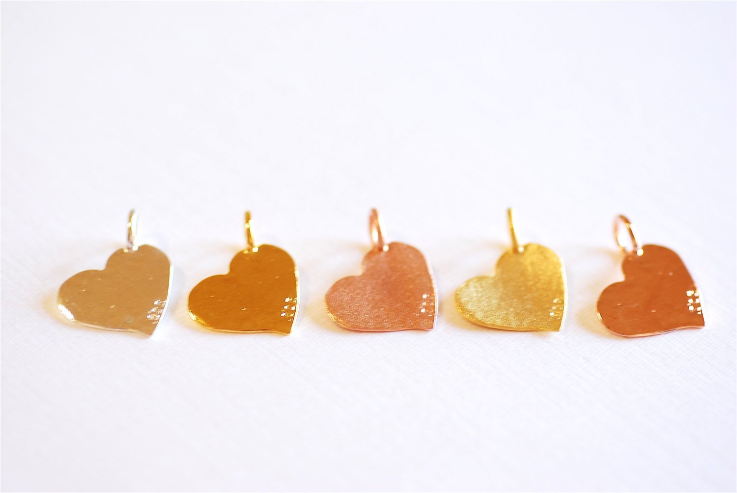 Shiny Vermeil Gold Hammered Heart Charm- 18k gold plated Sterling Silver Heart Charm Pendant, Gold Flat Heart, Stamping Heart, Curvy, 277 - HarperCrown