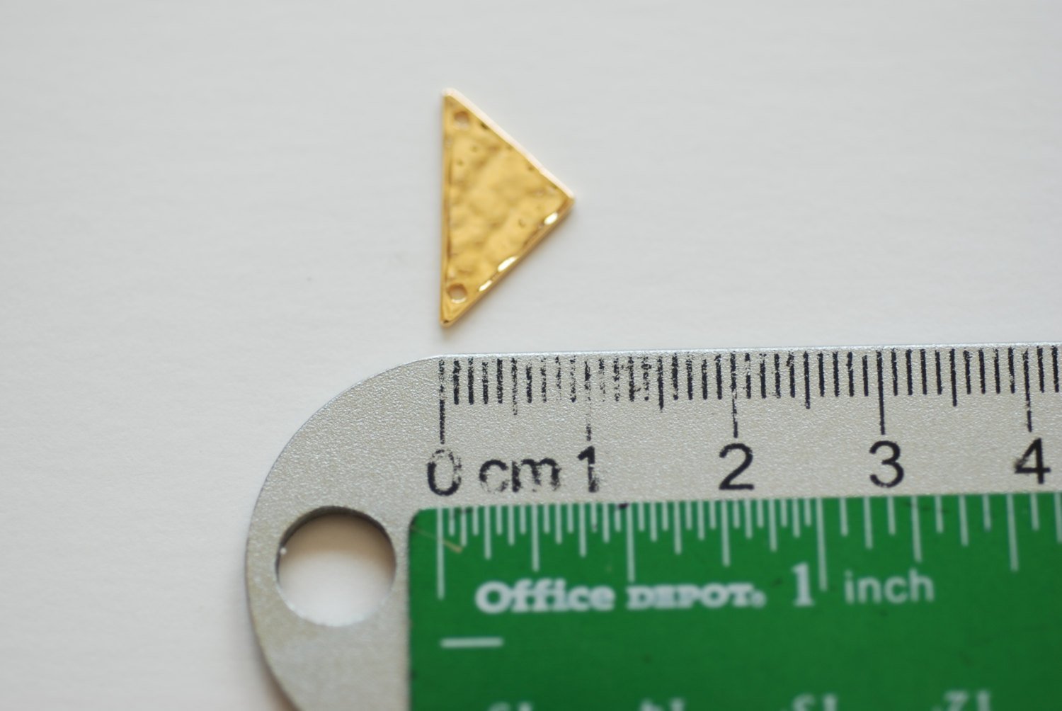 Shiny Vermeil Gold Hammered Triangle Connector Charm - 18k gold plated over sterling silver, textured flat isosceles pendant, Geometric - HarperCrown