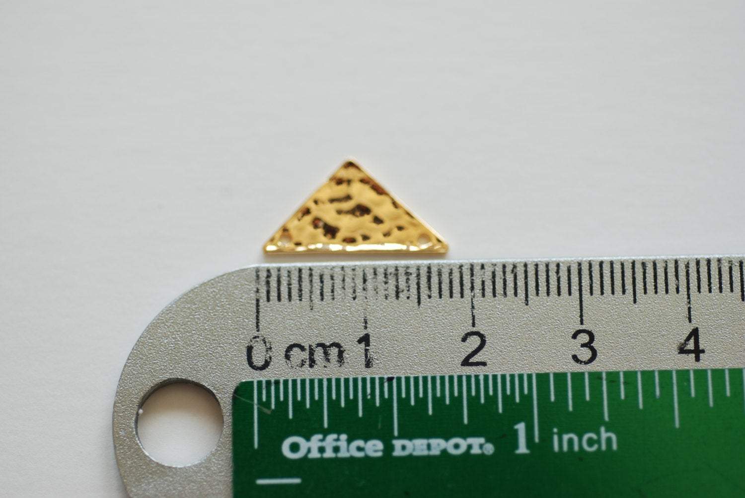 Shiny Vermeil Gold Hammered Triangle Connector Charm - 18k gold plated over sterling silver, textured flat isosceles pendant, Geometric - HarperCrown