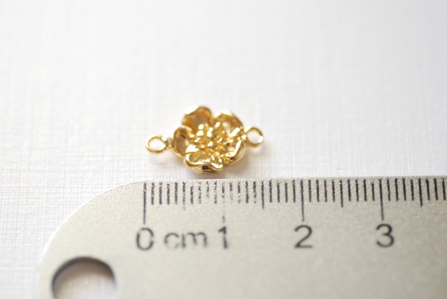 Shiny Vermeil Gold Hawaiian Plumeria Flower Connector- 18k gold plated over sterling silver, Gold Flower Connector, Daisy, Calla Lilly, 118 - HarperCrown
