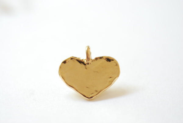 Shiny Vermeil Gold Heart Charm - 18k gold plated over sterling silver flat gold heart pendant, Gold Heart Charm, Gold Heart Stamping, 87 - HarperCrown