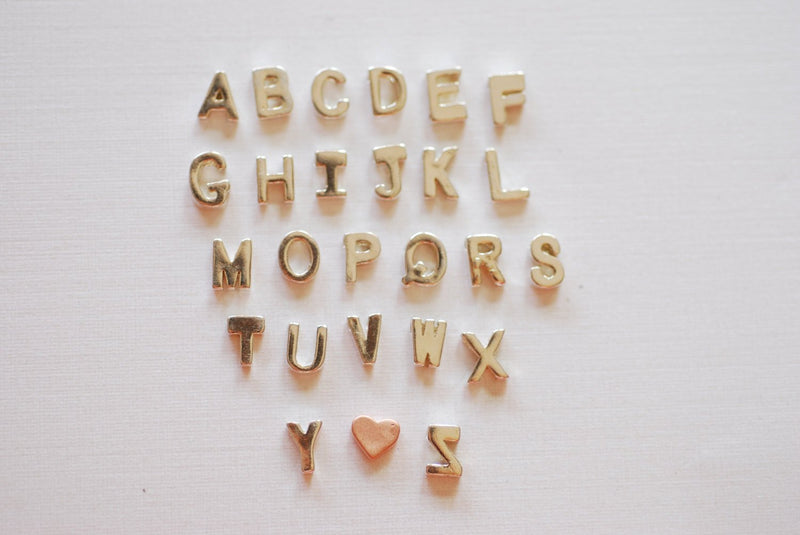 Wholesale Shiny Vermeil Gold Letter Pendant Charm Beads- 18K Gold Plated 925 Sterling Silver Letter Alphabet Beads, Uppercase, Letter Initial Charm, A