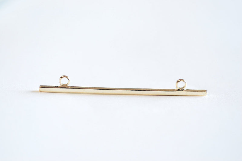 Shiny Vermeil Gold Long Bar Connector Charm- 22k Gold Plated Sterling Silver, Vermeil Gold Gold Square Bar Connector, Skinny Thin Bar, 315 - HarperCrown