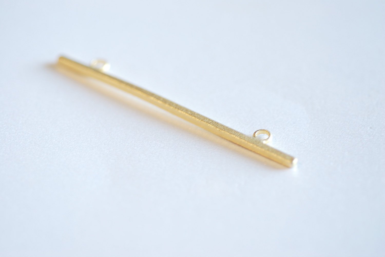 Shiny Vermeil Gold Long Bar Connector Charm- 22k Gold Plated Sterling Silver, Vermeil Gold Gold Square Bar Connector, Skinny Thin Bar, 315 - HarperCrown