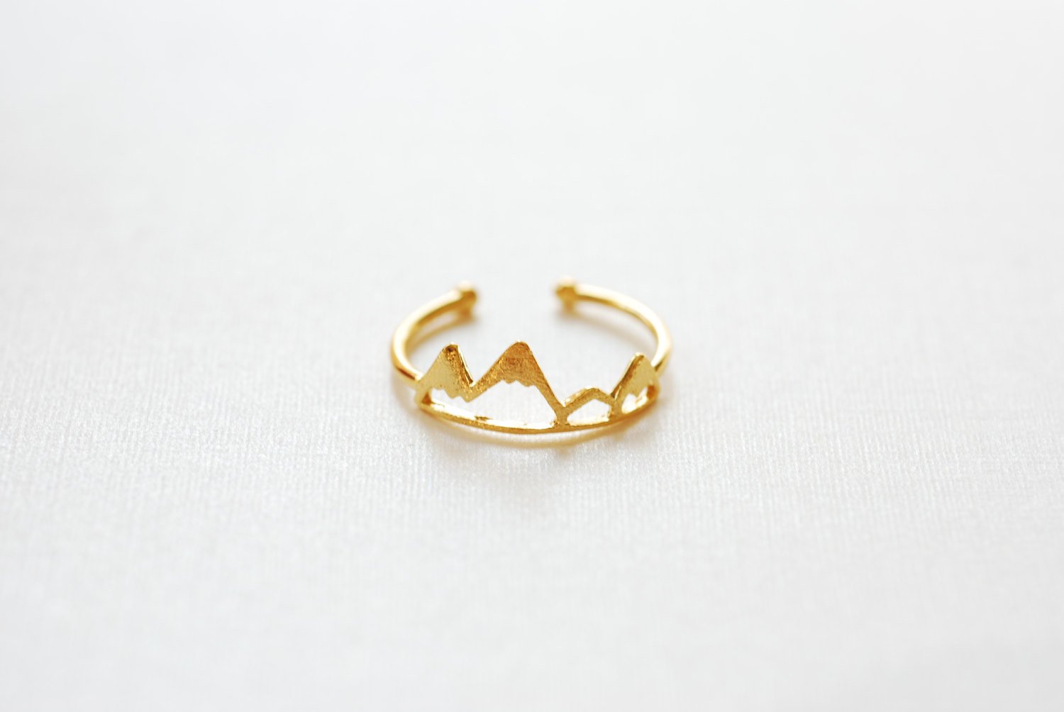 Shiny Vermeil Gold Mountain Adjustable Ring- 18k gold plated over Sterling Silver Adjustable Ring, Mountain Peak Range Ring, Hiking Ring,262 - HarperCrown
