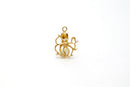 Shiny Vermeil Gold Octopus Charm- 18k gold Plated over Sterling Silver, sea life charm, sea creature charm, octopus pendant, Small Octopus - HarperCrown