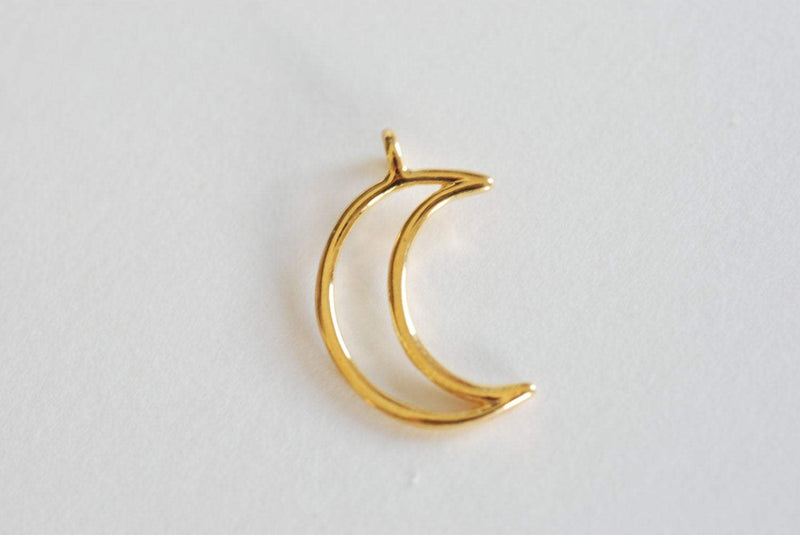 Shiny Vermeil Gold Open Crescent Moon Charm- 18k gold plated over Sterling Silver Moon Charm,Gold Half Moon Charm,Gold Moon Charm, 52 - HarperCrown